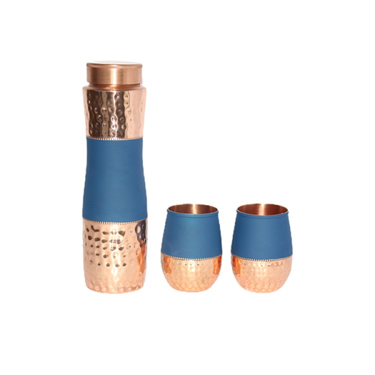 Curve blue combo set (1 bottle+ 2 glass)