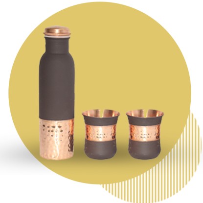 Damru combo set (1 bottle+ 2 glass)