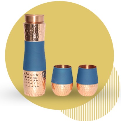 Curve blue combo set (1 bottle+ 2 glass)