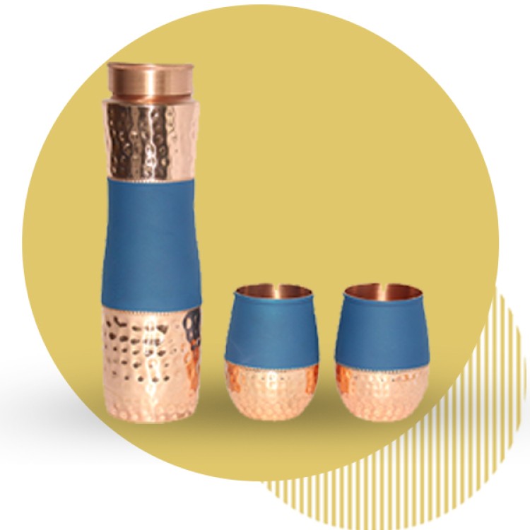 Curve blue combo set (1 bottle+ 2 glass)