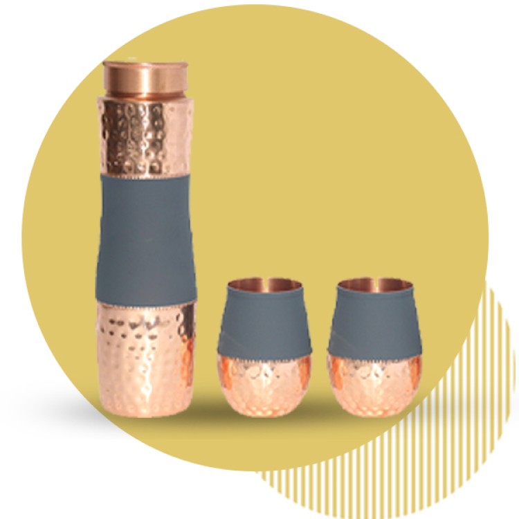 Curve gray combo set (1 bottle+ 2 glass)